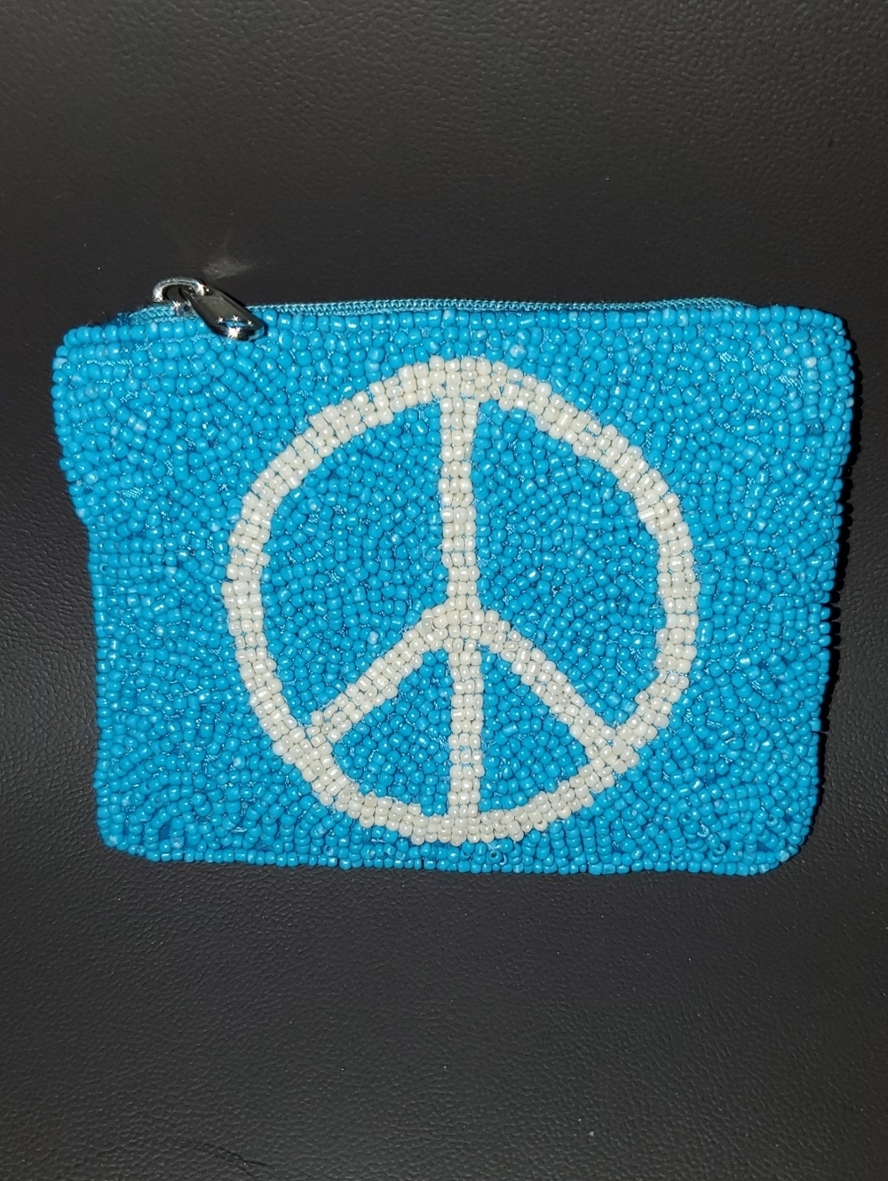 Made In India Beaded Peace Sign Coin Purse - Picture 6 of 6